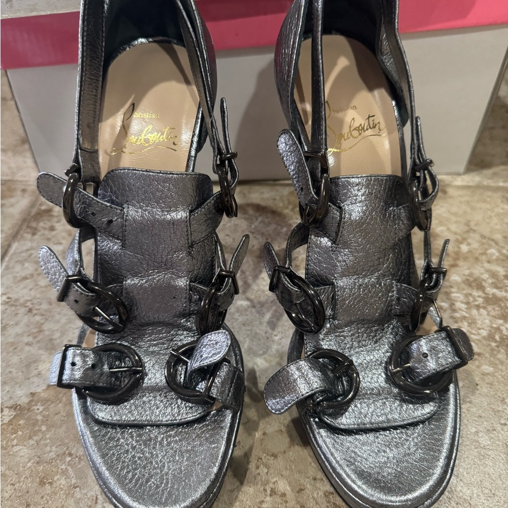 Christian Louboutin Metallic Buckle Sandals